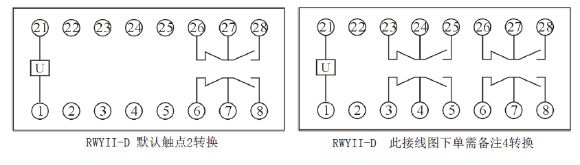 RWYII-D系列电压继电器内部接线图