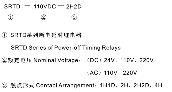 SRTD-110VAC-2H2D型号及其含义